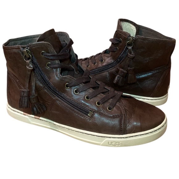 Ugg Chestnut Blaney Leather High Top Sneakers - Picture 1 of 8